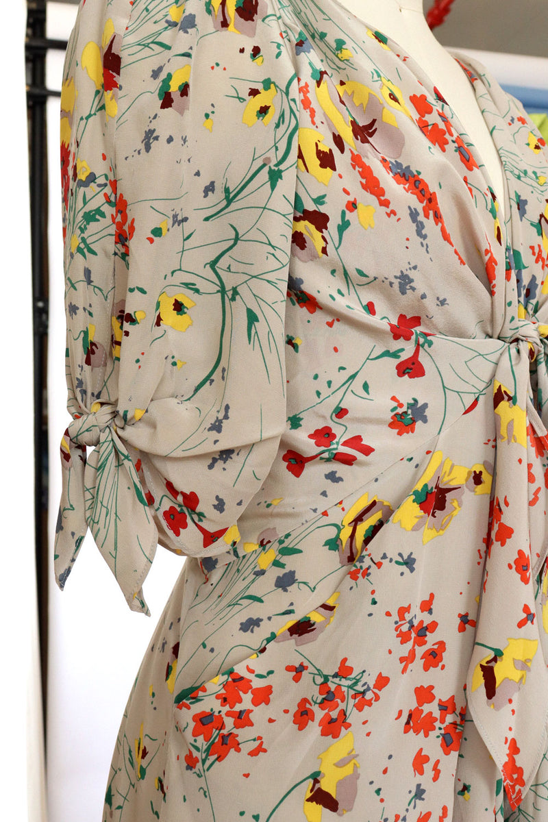 Baraschi Silk Floral Tie Dress L