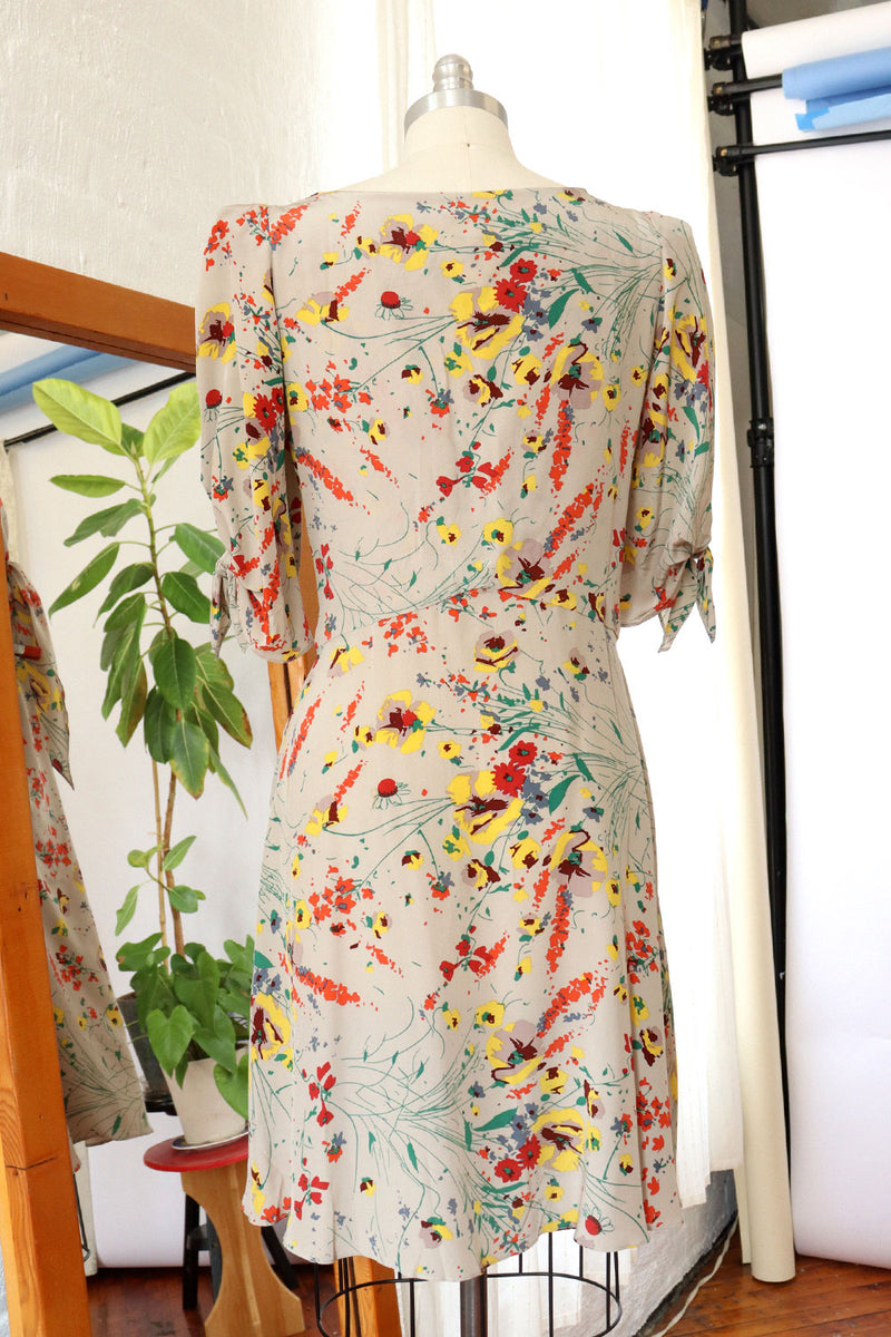 Baraschi Silk Floral Tie Dress L
