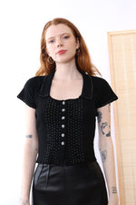 1940s Licorice Beaded Cardigan XS/S