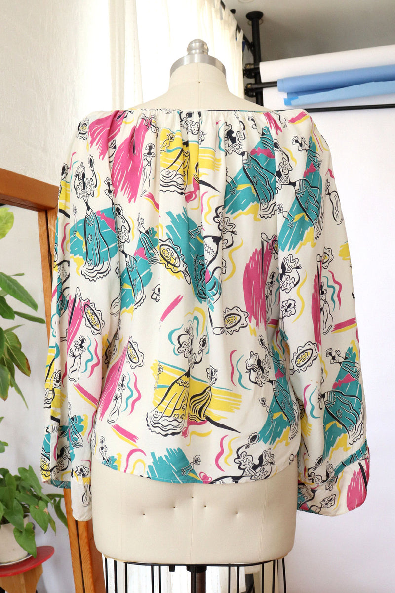 Old Hollywood 1940s Rayon Blouse L