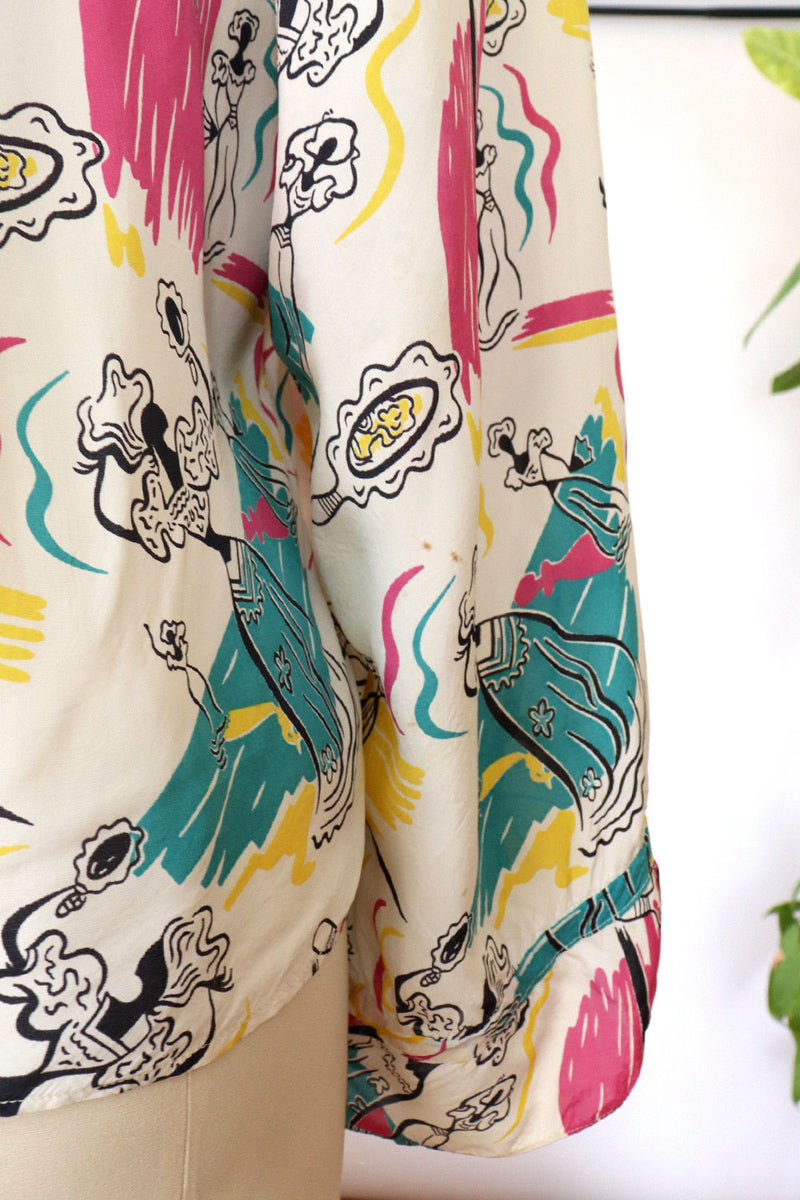 Old Hollywood 1940s Rayon Blouse L