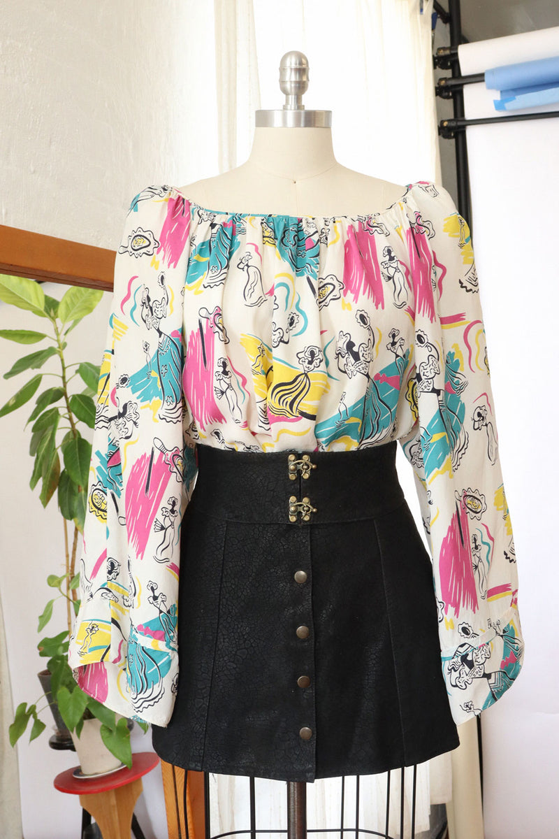 Old Hollywood 1940s Rayon Blouse L