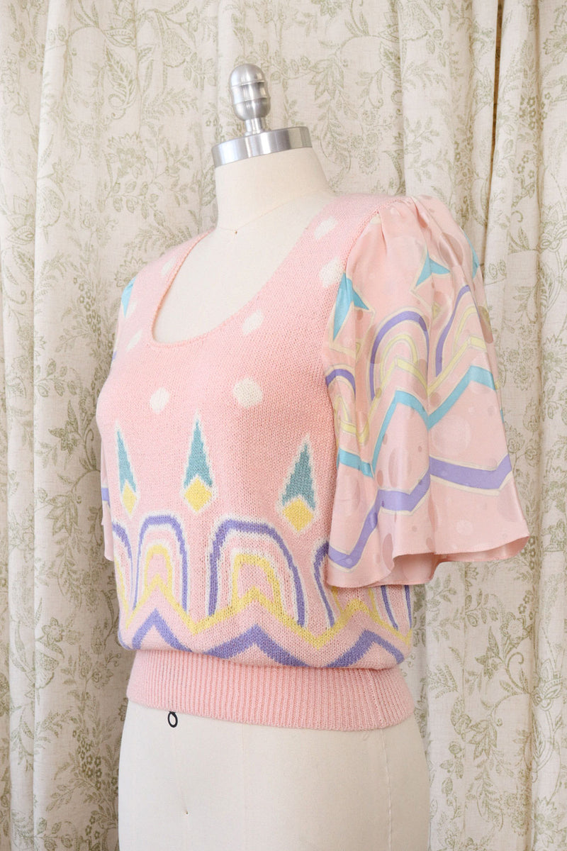 Umi Silk Flutter Pastel Knit Top M