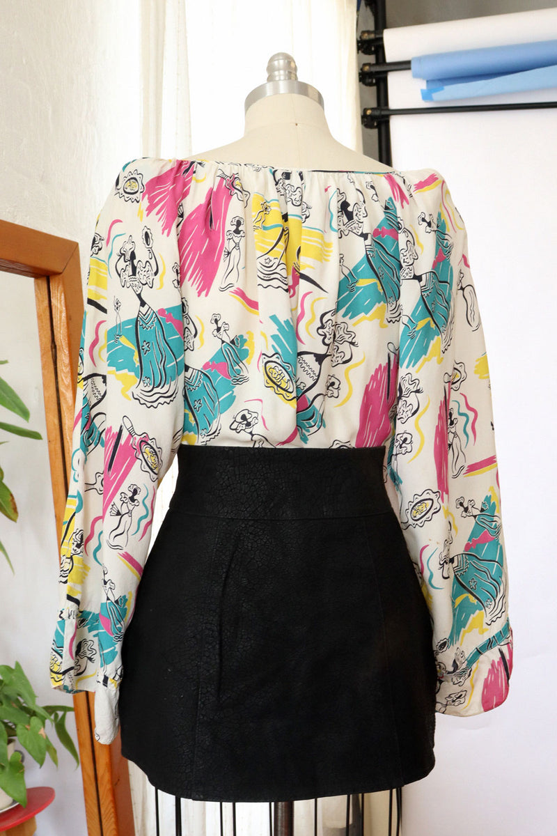 Old Hollywood 1940s Rayon Blouse L