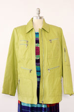 Lime Leather Zip Jacket M/L