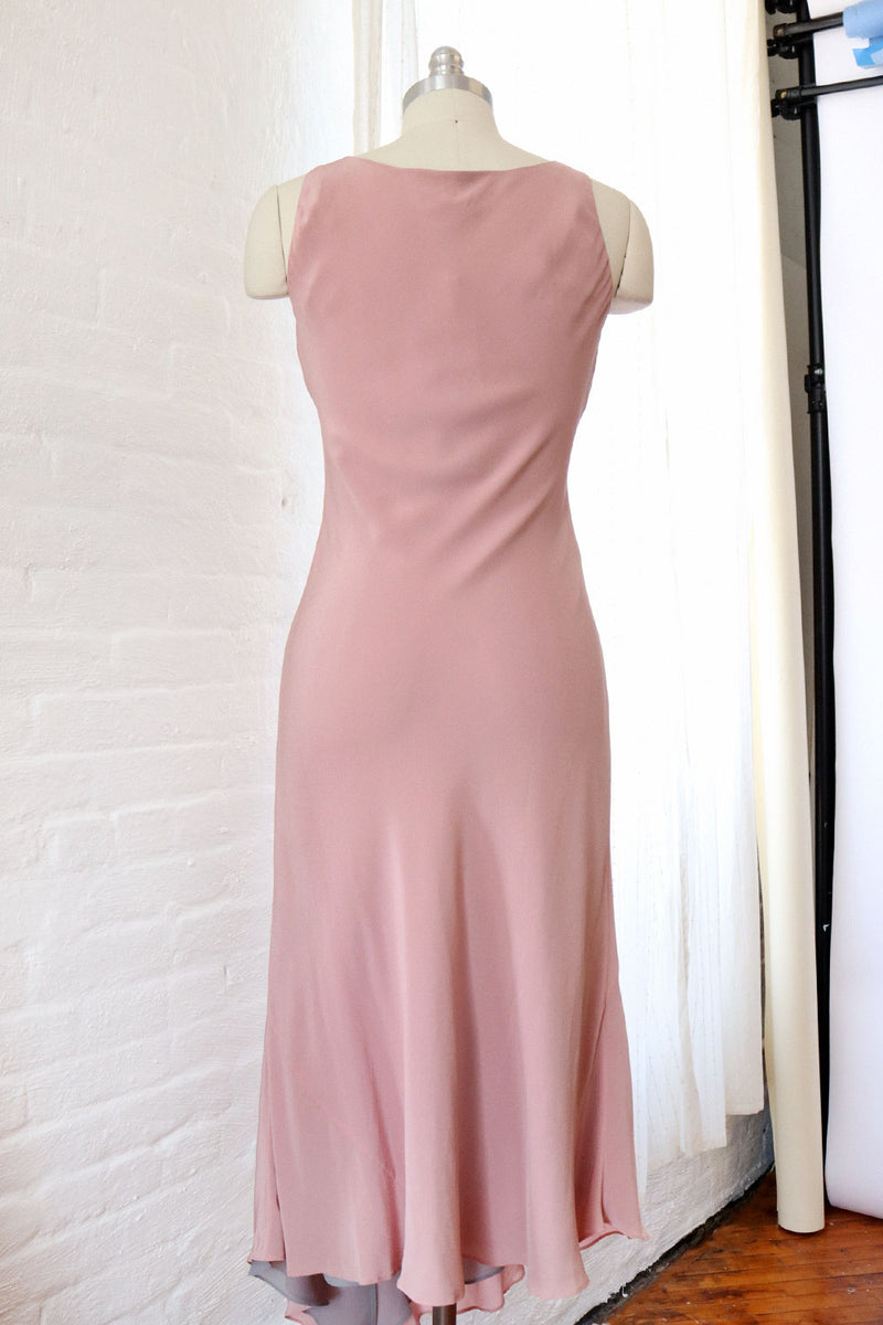 Silk Rose Bias Cut High Slit Gown S/M