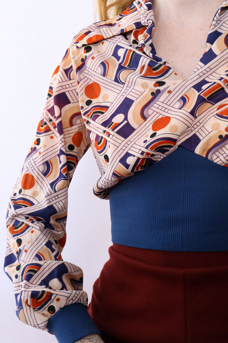 Op-Art Collared Crop S/M