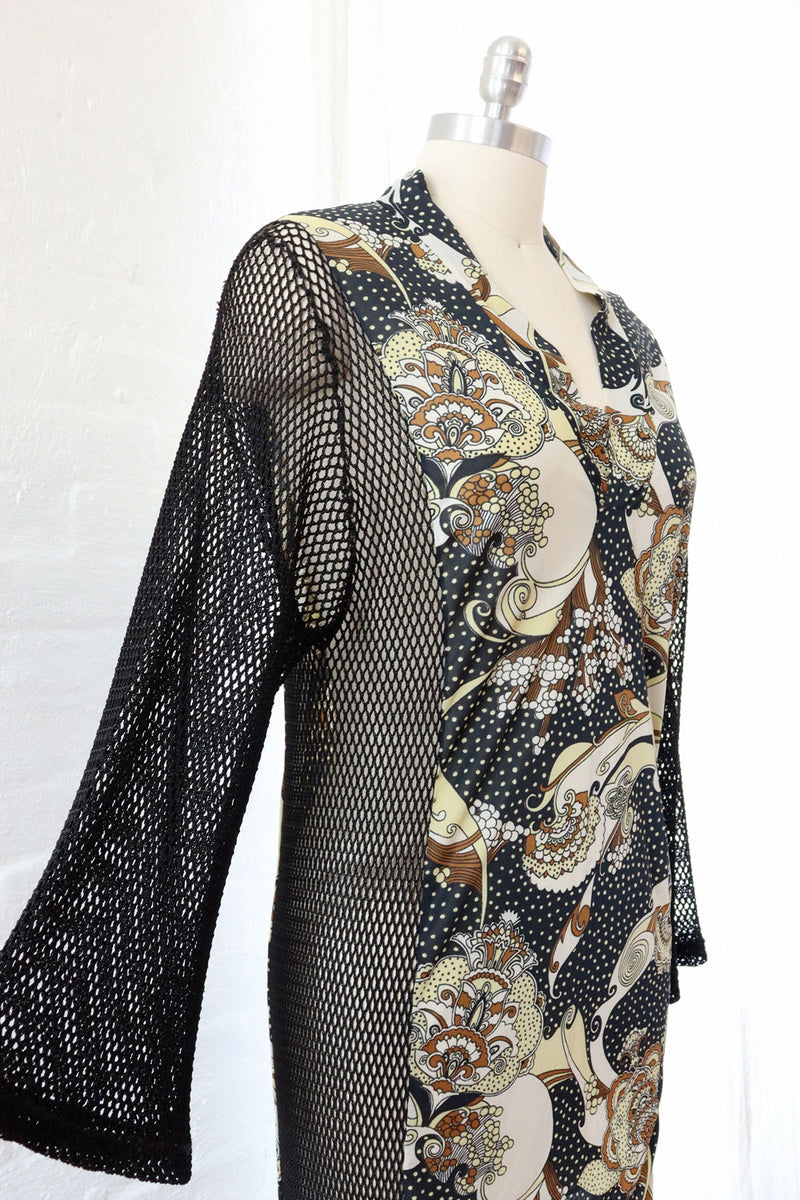 Mesh Panelled Trippy Caftan S-L