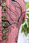 1940s Tree of Life Buttoned Rayon Dress M-M/L
