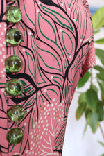 1940s Tree of Life Buttoned Rayon Dress M-M/L