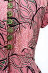 1940s Tree of Life Buttoned Rayon Dress M-M/L