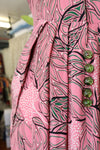 1940s Tree of Life Buttoned Rayon Dress M-M/L
