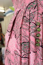 1940s Tree of Life Buttoned Rayon Dress M-M/L
