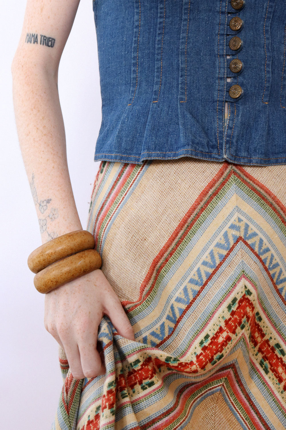 Southwestern Sunrise Chevron Skirt S