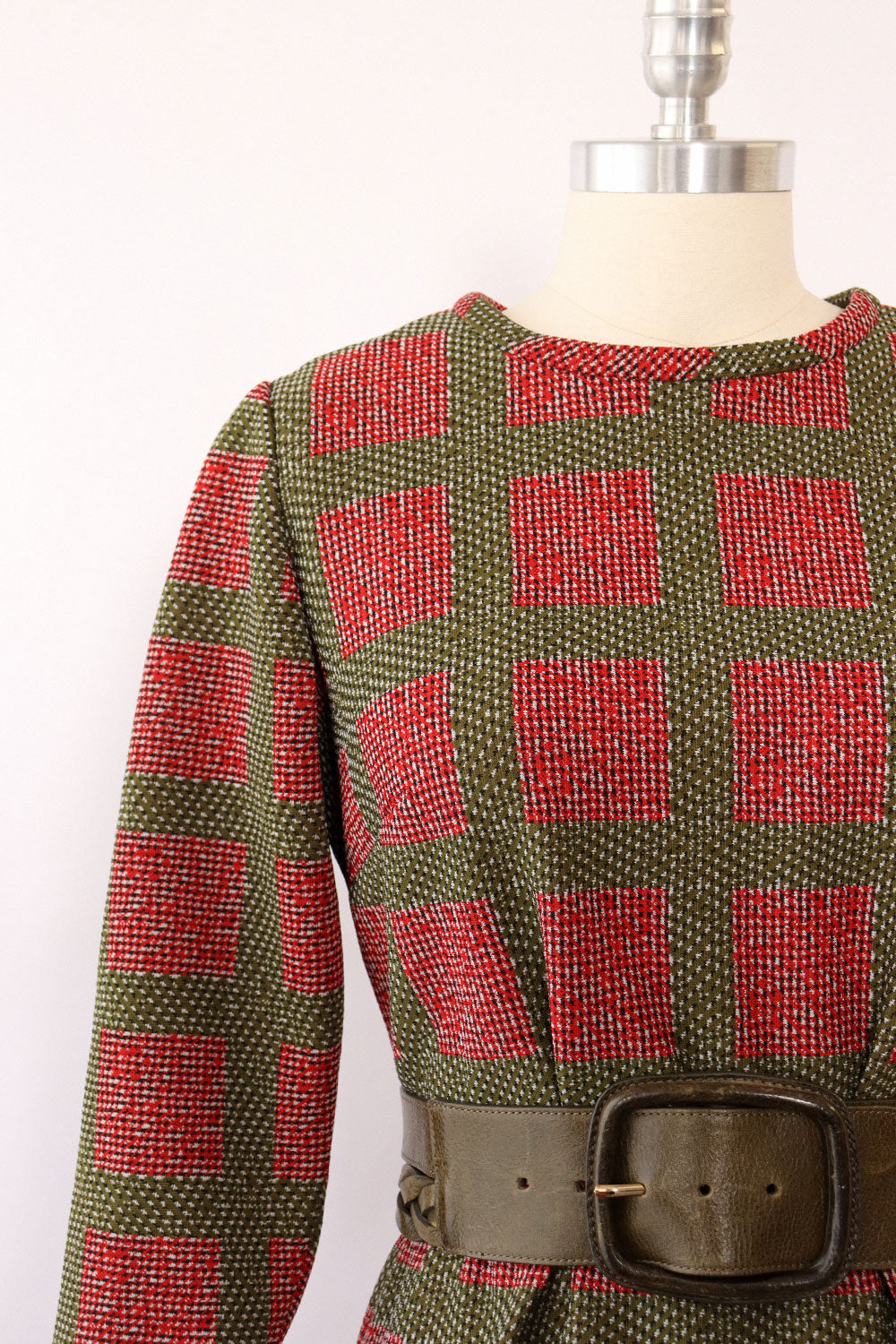 Olive Gridded Knit Dress L