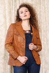 Pecan Patchwork Leather Jacket S/M