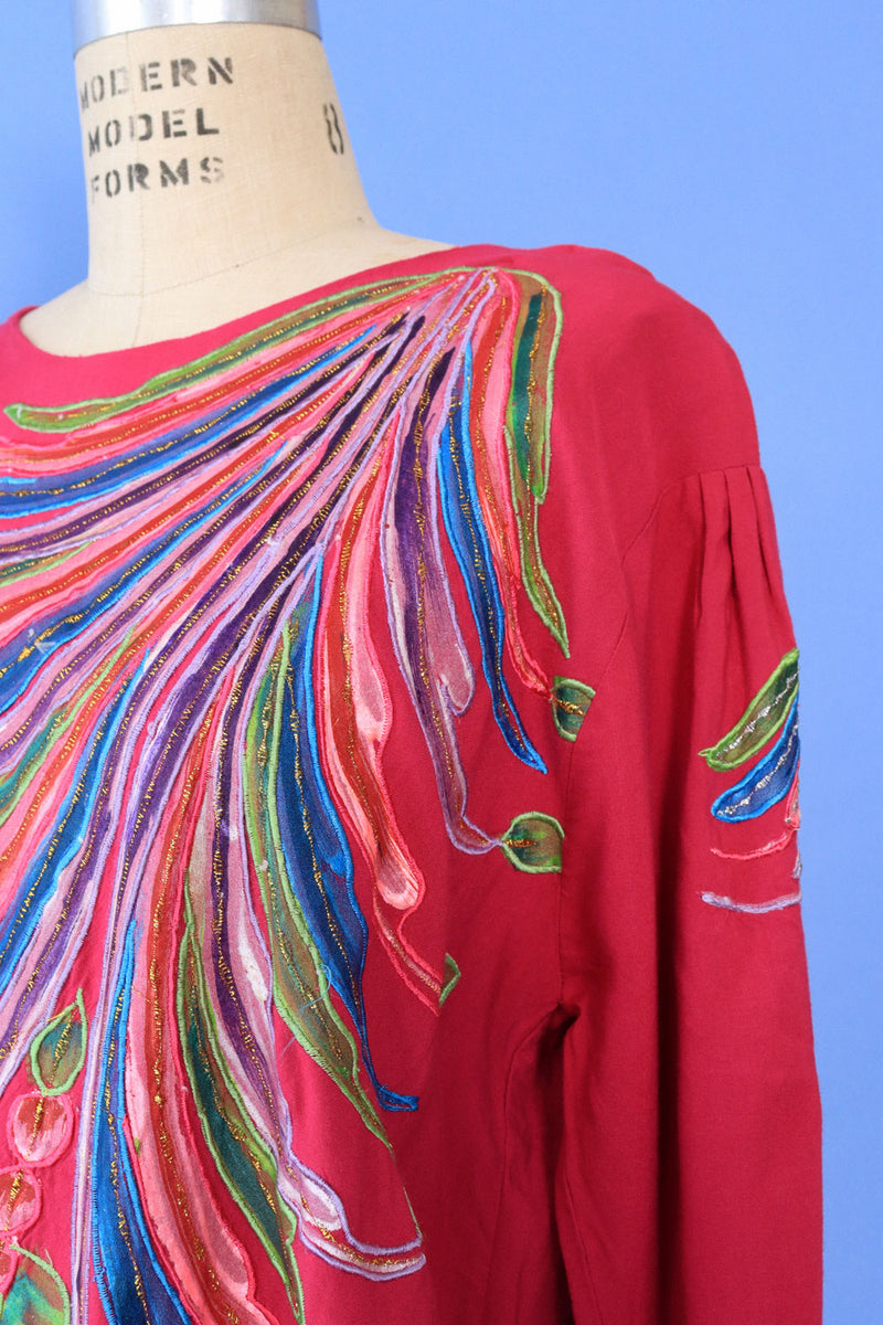 Handpainted Fuchsia Caftan M/L
