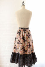 Ruffled Dark Floral Prairie Skirt S