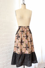 Ruffled Dark Floral Prairie Skirt S