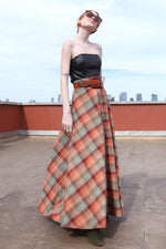 Full Sweep Plaid Maxi Skirt M/L