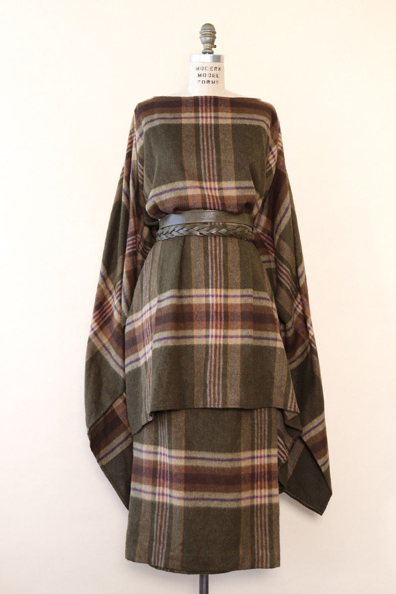 Forest Plaid Poncho S-XL