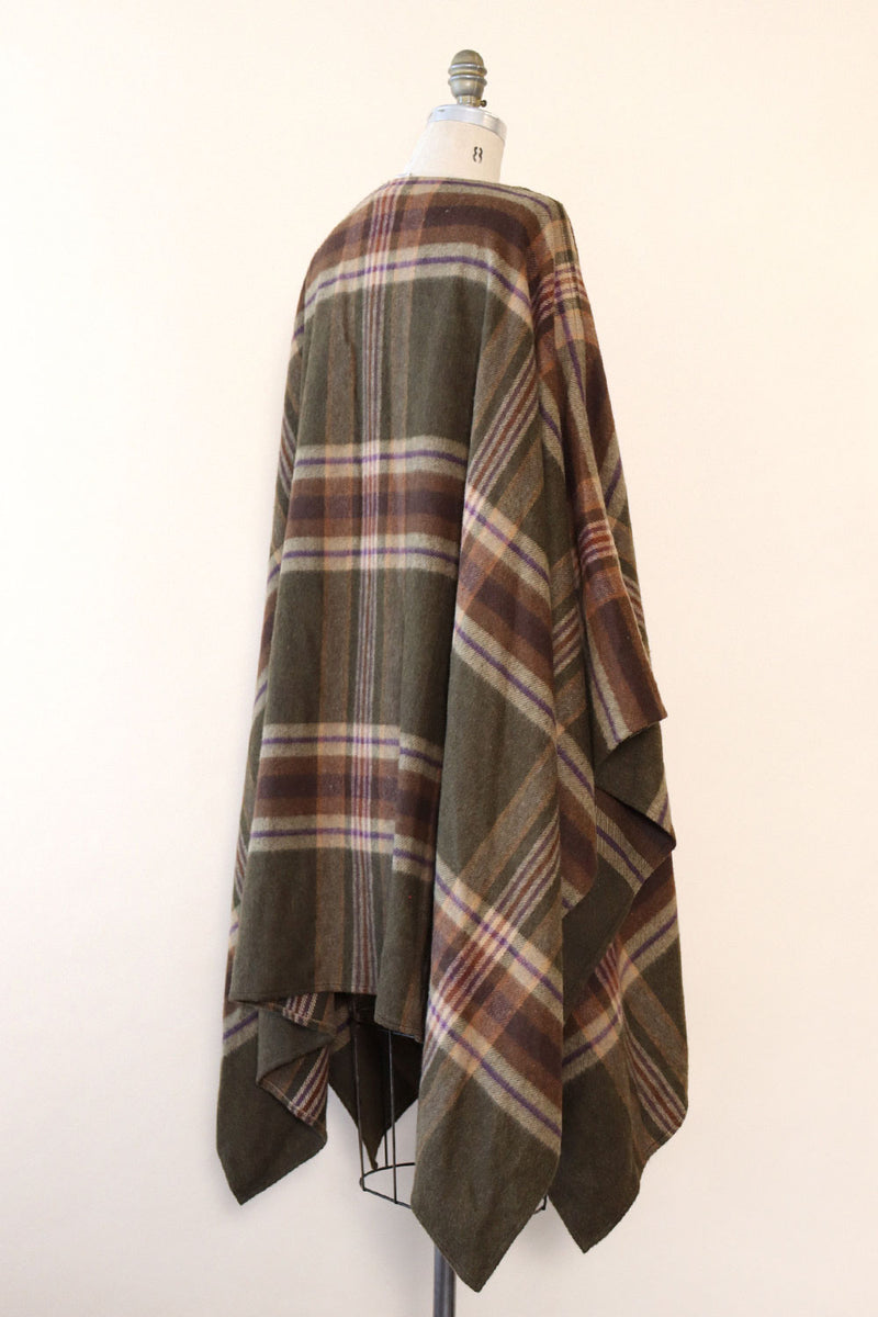 Forest Plaid Poncho S-XL