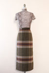 Olive Plaid Blanket Skirt L
