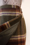 Olive Plaid Blanket Skirt L