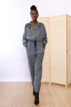 Gray Chambray Squiggle Coverall M/L