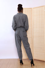 Gray Chambray Squiggle Coverall M/L