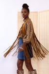 Cognac Suede Fringe Vest XS-M