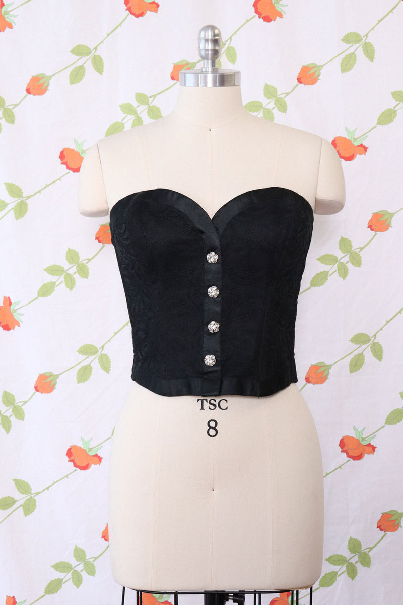 Black Lace Rhinestone Bustier XL