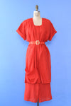Tomato Red Linen Pocket Dress/Duster XS-M