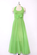Leaf Green Swiss Halter Maxi S