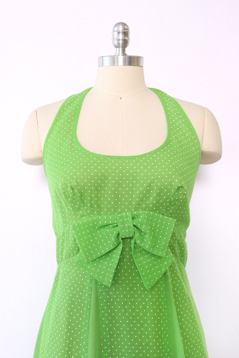 Leaf Green Swiss Halter Maxi S