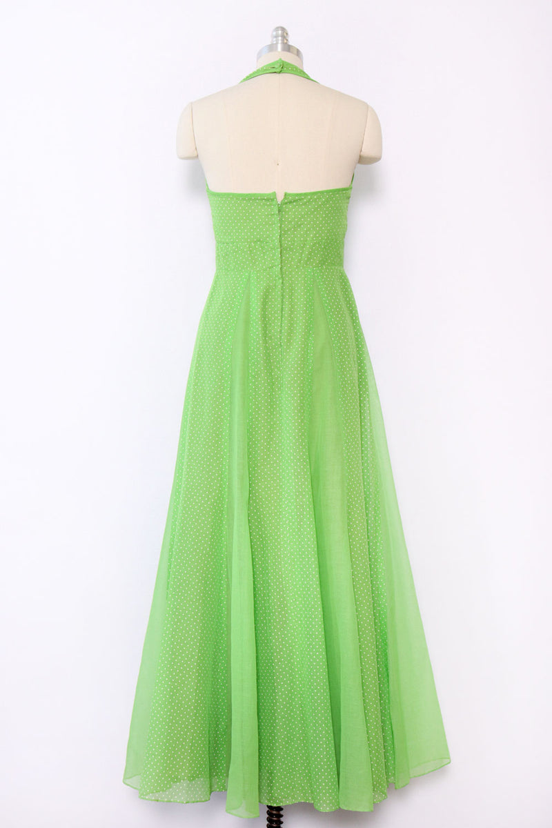 Leaf Green Swiss Halter Maxi S
