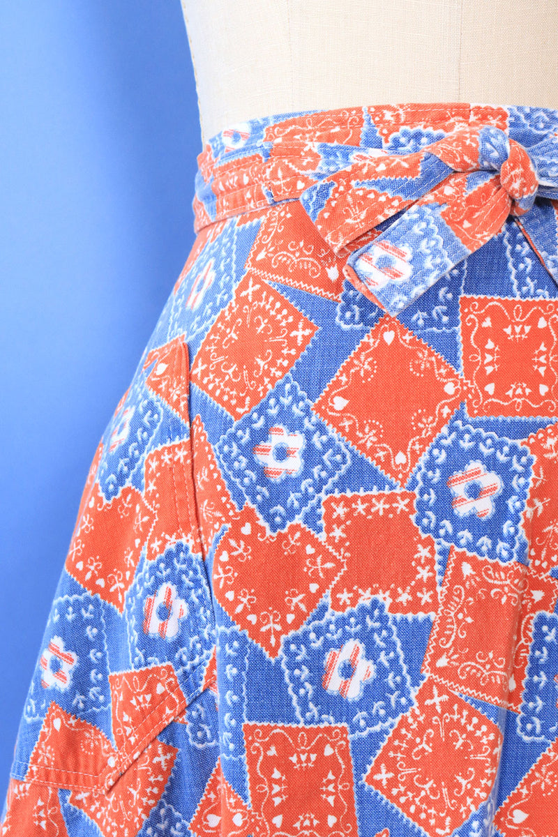 Bandana Print Wrap Skirt M/L