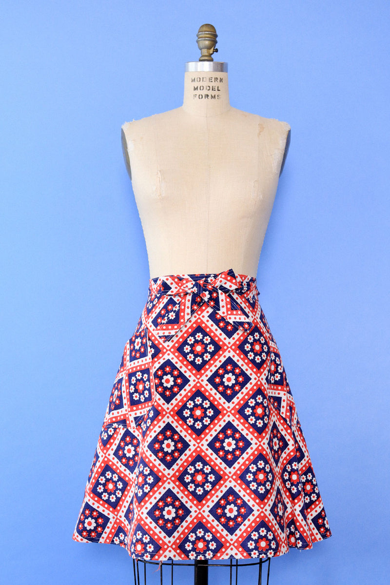 Flower Power Cotton Wrap Skirt M/L
