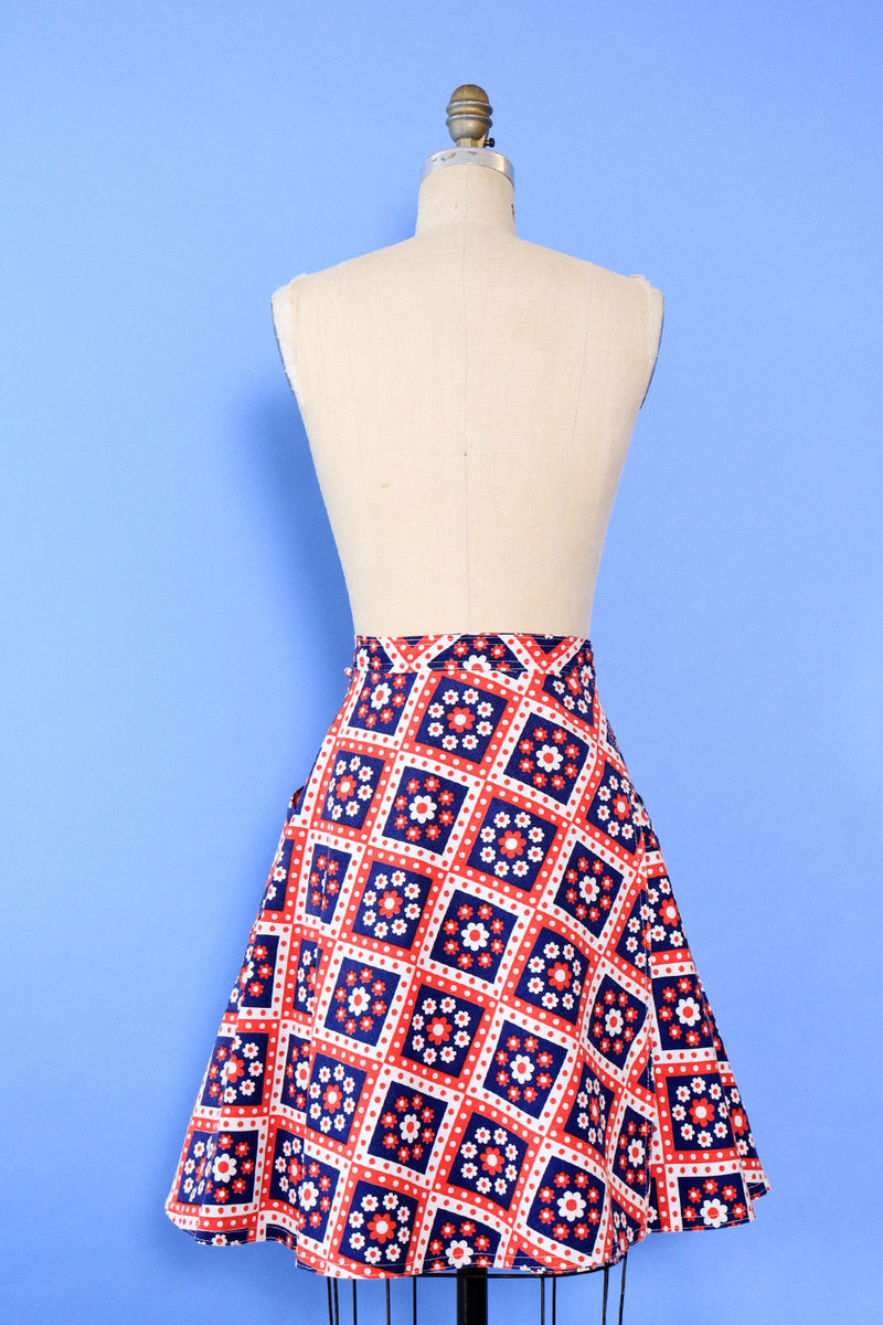 Flower Power Cotton Wrap Skirt M/L