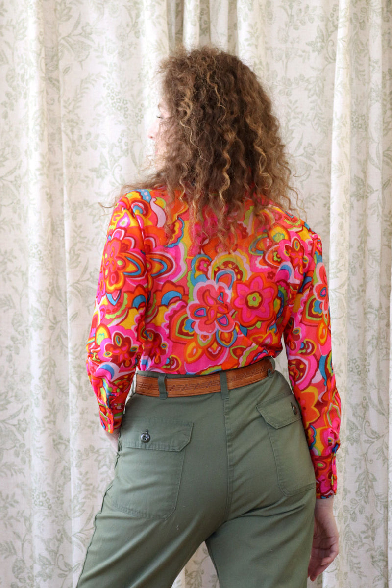Psychedelic Dagger Collar Shirt L