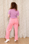 Hot Pink Plaid Knit Pants L