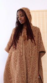 Spiced Cider Hooded Knit Poncho S-XL