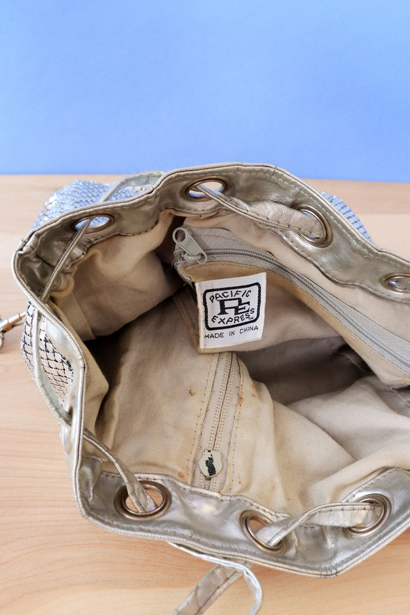 ★LOW CLASSIC★ SHIRRING STRING BAG_SILVER_LOW24SM_BA030SV Disco Metal Mesh Sling Bag – OMNIA