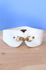 White Leather Corseted Belt