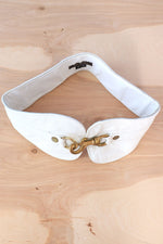 White Leather Corseted Belt