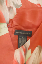 Coral Floral Linen Silk Dress S-S/M