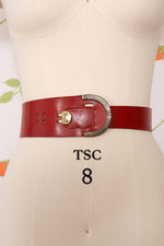 1950s Cherry Red Leather Waist Belt