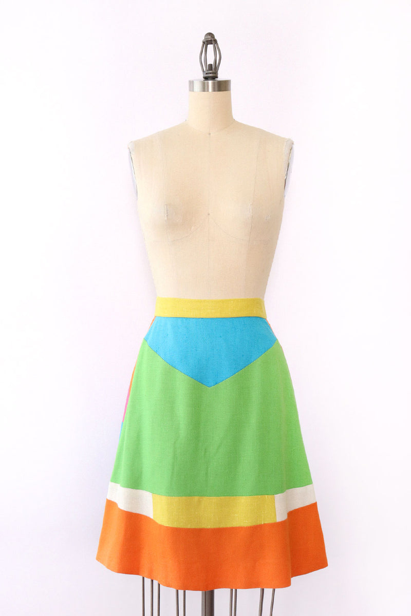 Colorblock A-line Skirt XS