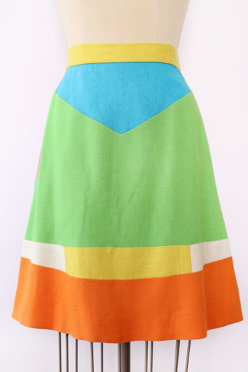 Colorblock A-line Skirt XS