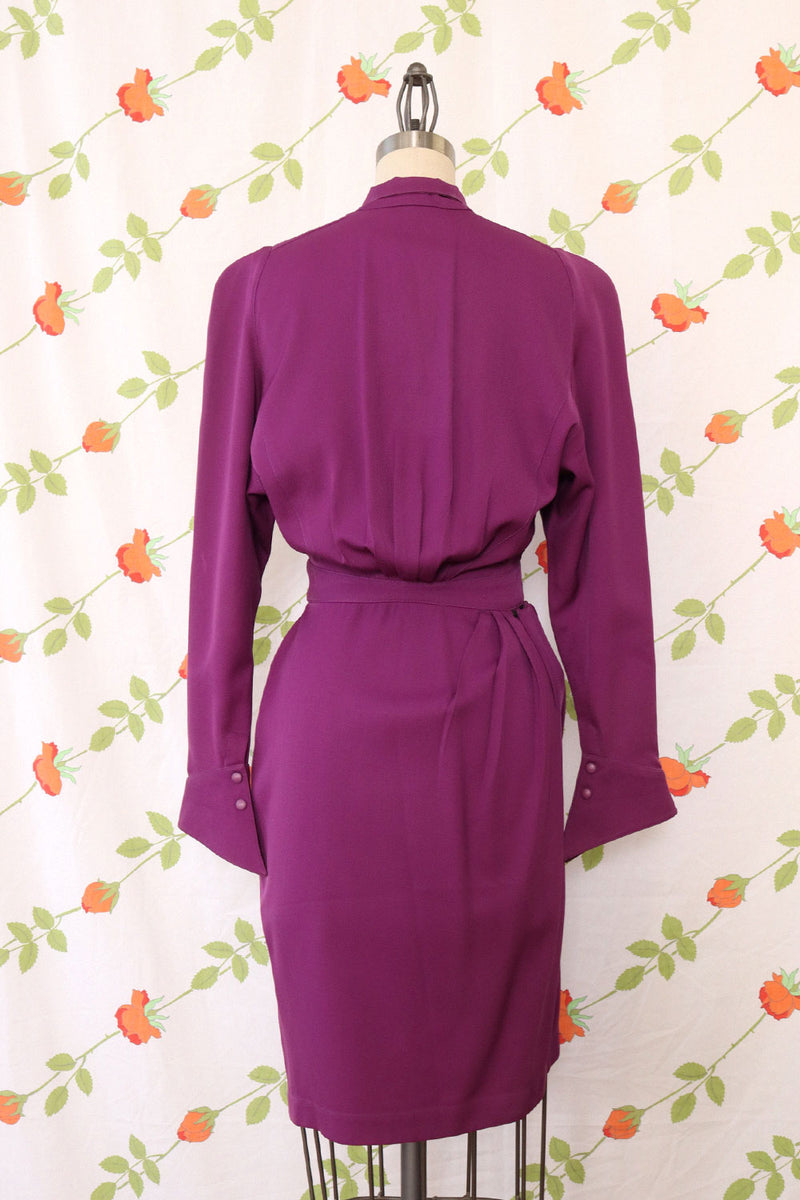 Thierry Mugler Grape Wool Snap Dress XS